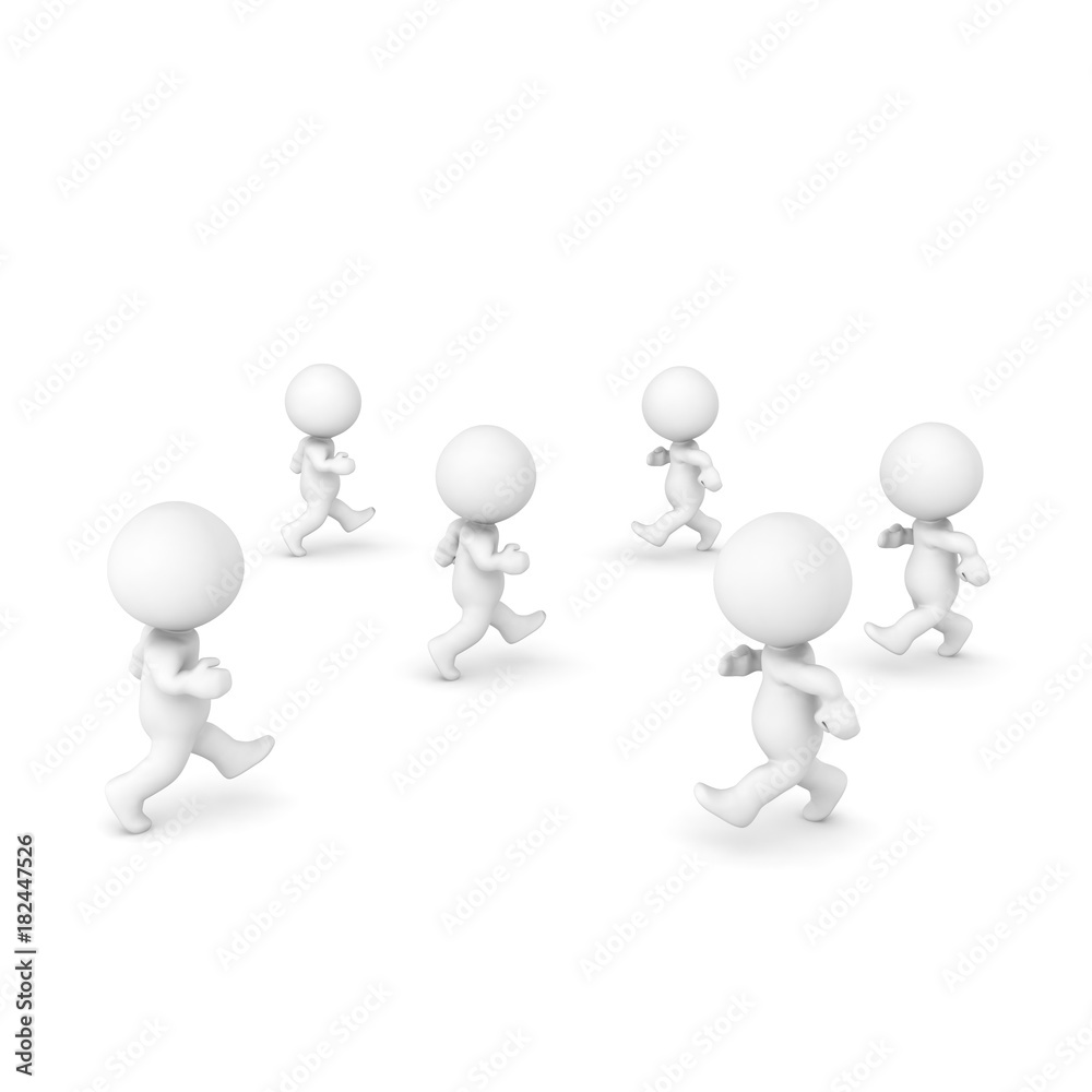 Many 3D Characters walking towards each other Many 3D Characters walking towards each other