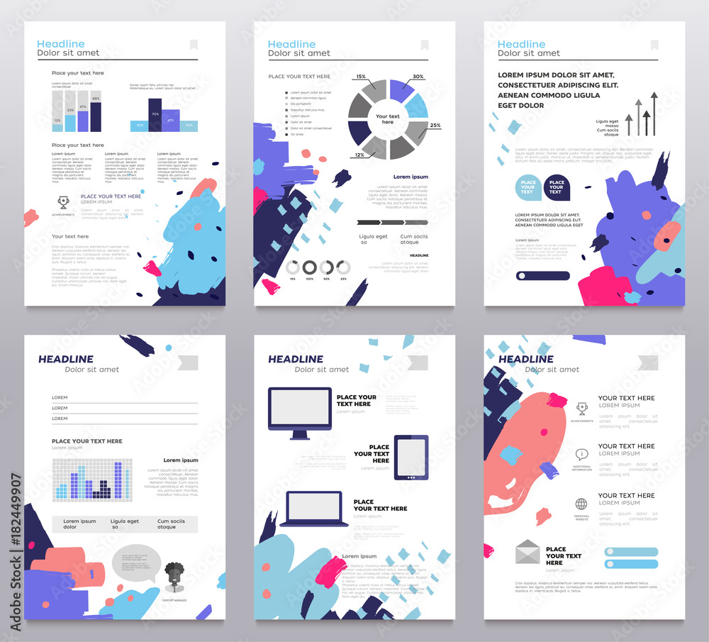 Presentation booklet - set of modern vector abstract templates