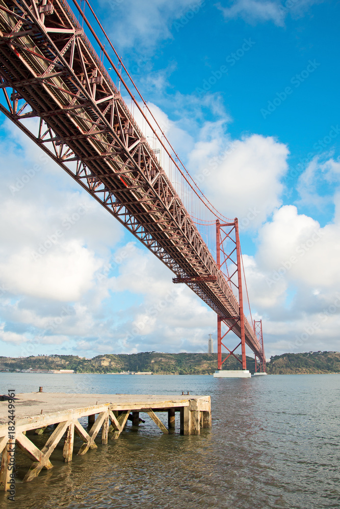 Close-up view of Bridge of 25th april in Lisbon. Close-up view of Bridge of 25th april in Lisbon.
