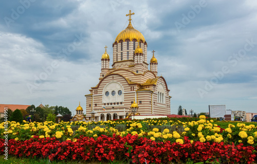 Cathedral with golden domes is landmark of Fagaras
