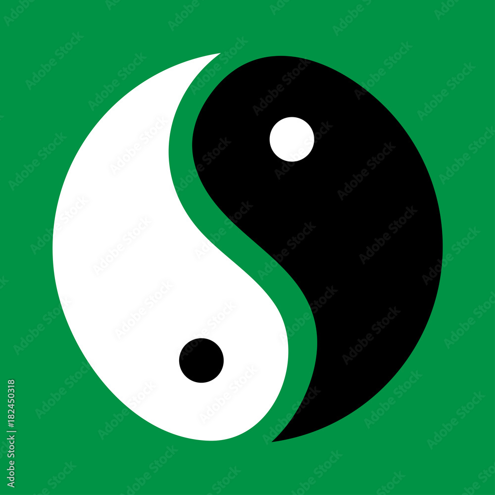yin and yang on a green background yin and yang on a green background
