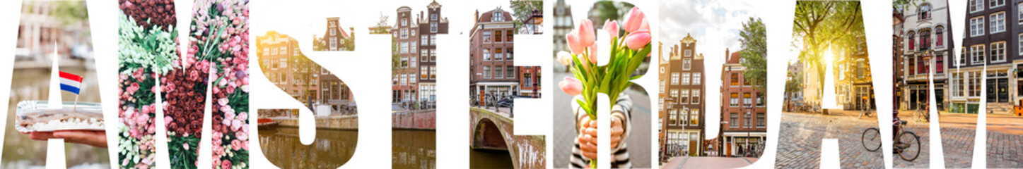 Stickers Amsterdam Amsterdam letters met stadsbeelden  © rh2010
