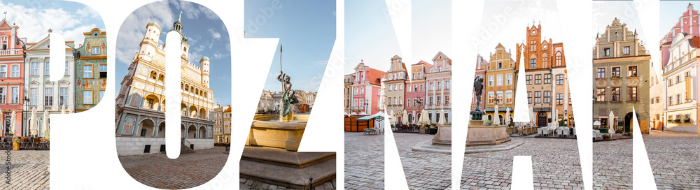 Fototapeta Listy POZNAŃSKIE wypełnione zdjęciami znanych miejsc i pejzaży miejskich w Poznaniu