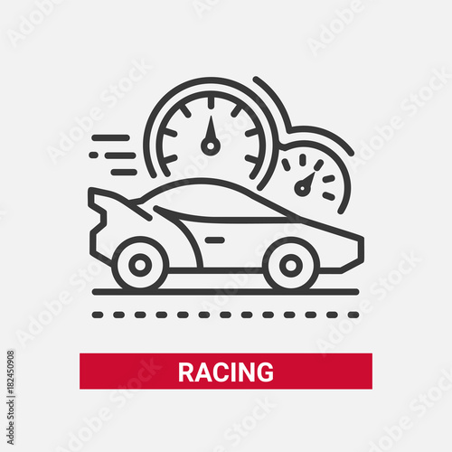 Racing game - line design single isolated icon