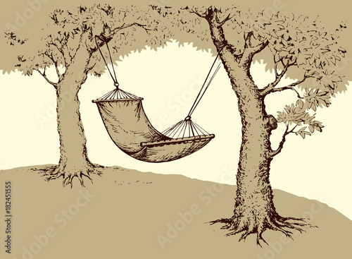 Hammock on tree. Vector illustration