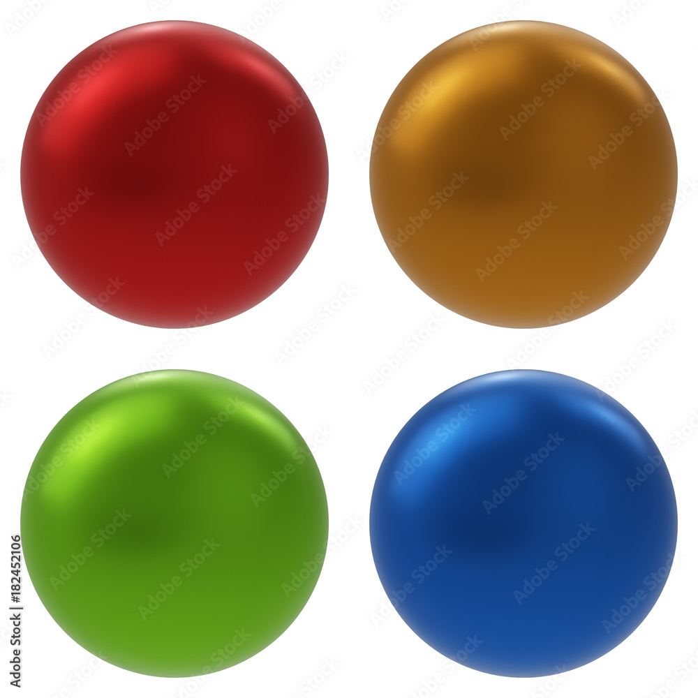 Color Balls Set Isolated on White Background