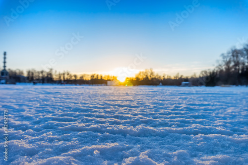 Winter sunset landscape background. © tuulijumala