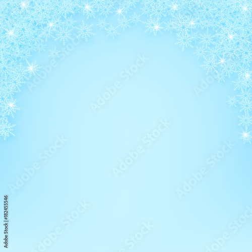 Vector Christmas or New Year background with snowflakes. Snowing winter holiday background. 