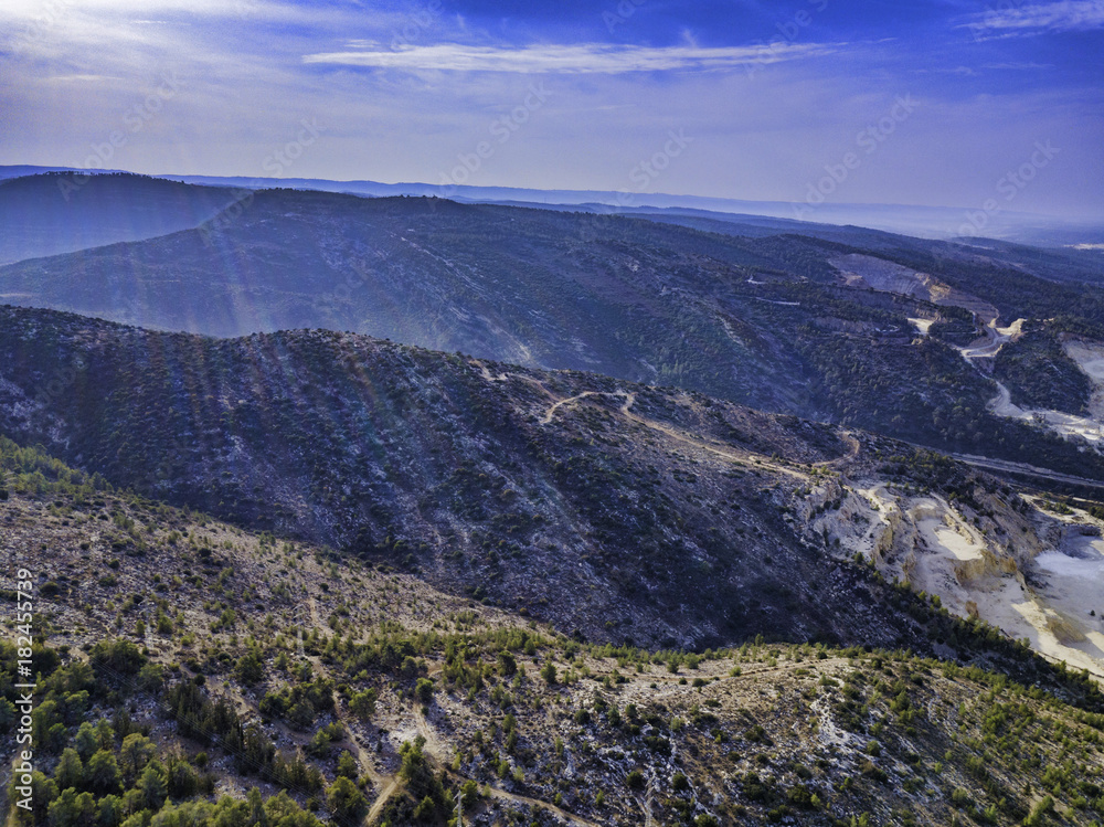 Naklejka premium Burma Road, Derekh Burma, in Israel was a makeshift bypass road between Kibbutz Hulda and Jerusalem, landscape cityscape view, places tourism.