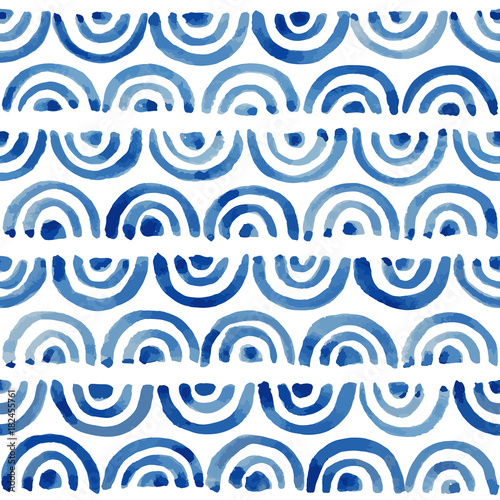 Abstract indigo blue background with waves. Seamless vector pattern