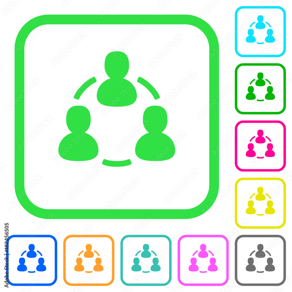 Online users vivid colored flat icons icons
