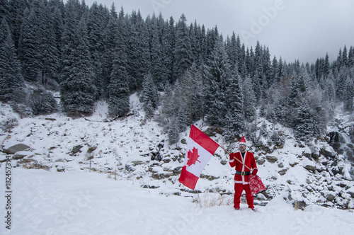 santa claus with canadian flag