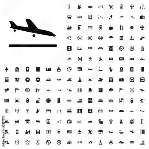 Plane landing icon illustration. airport icons set for web and mobile.
