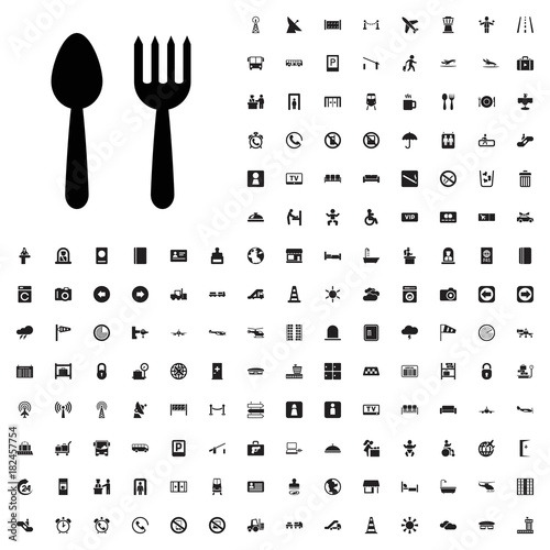 Spoon and fork icon illustration. airport icons set for web and mobile.