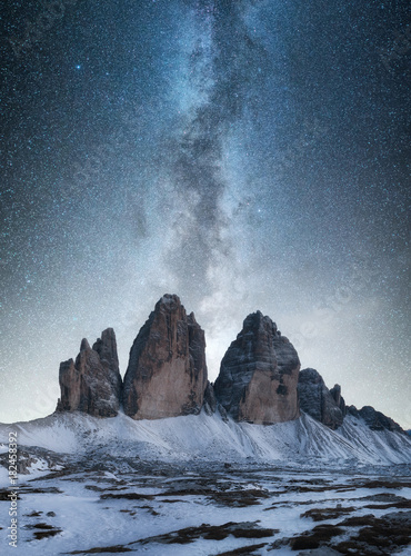 Mountain panorama in the Italy at the night time. Beautiful natural landscape in the Italy mountain