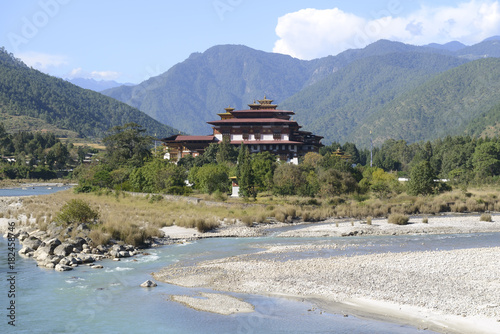 The royal Punakha Dzong or fort in Bhutan