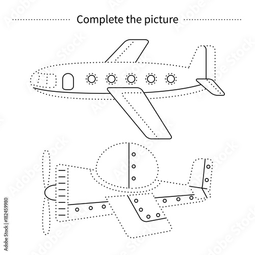 Complete the picture.Coloring page.Children educational game.