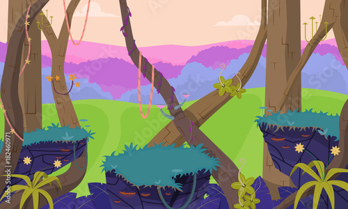 Game level for mobile jungle game. Vector illustration © colorfulworld