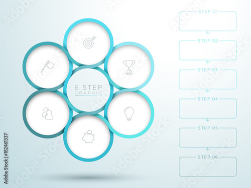 Infographic Blue 6 Step Interweaving Circle Diagram