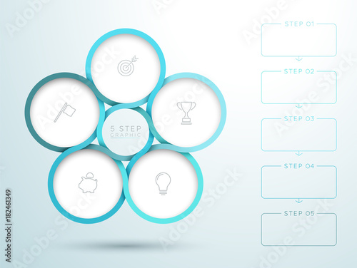Infographic Blue 5 Step Interweaving Circle Diagram