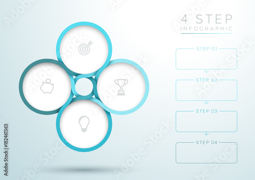 Infographic Blue 4 Step Interweaving Circle Diagram