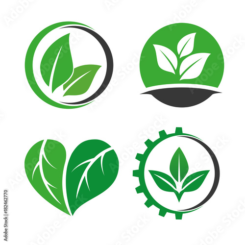 green tree leaf natural logo template