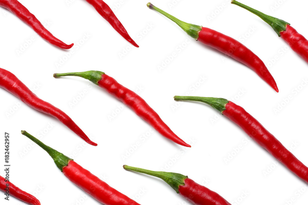 red hot chili peppers isolated on white background top view red hot chili peppers isolated on white background top view