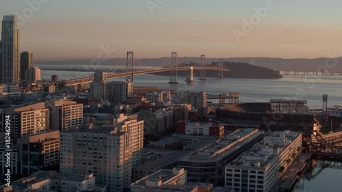 Scenic sunset aerial in San Francisco
