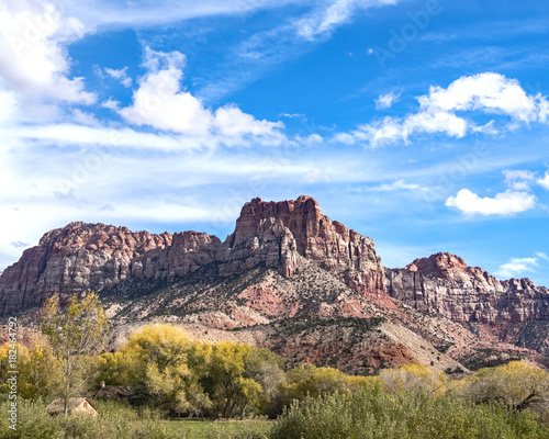 Southwestern views of mountains and sky near Zion Park in Utah