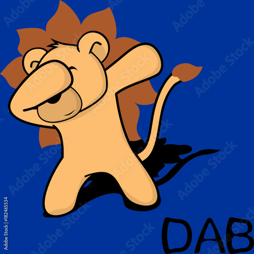 dab dabbing pose lion kid cartoon in vector format very easy to edit