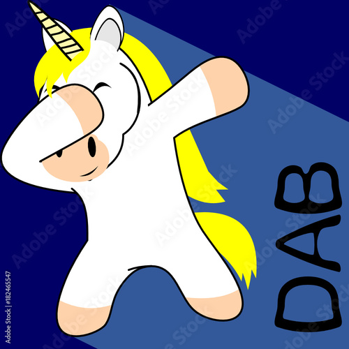dab dabbing pose unicorn kid cartoon in vector format very easy to edit