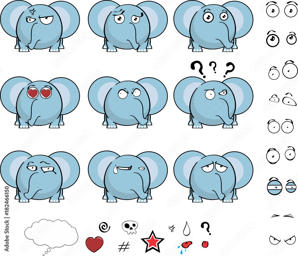cute baby ball little elephant cartoon expressions set in vector format cute baby ball little elephant cartoon expressions set in vector format