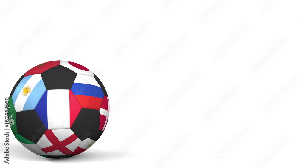 Obraz premium Football ball featuring different national teams accents flag of France. 3D rendering