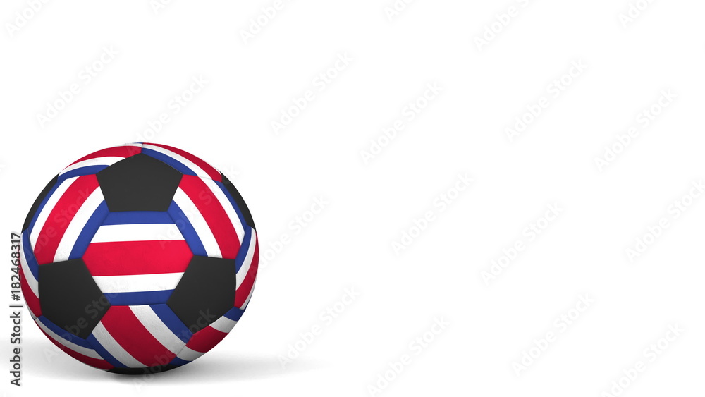 Obraz premium Football ball featuring flags of Costa Rica. 3D rendering