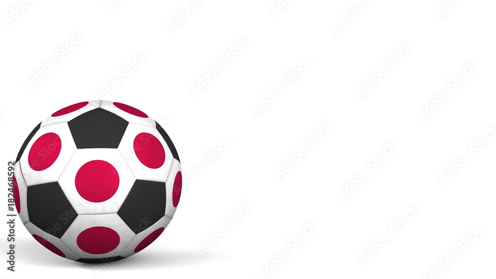 Football ball featuring flags of Japan. 3D rendering Football ball featuring flags of Japan. 3D rendering
