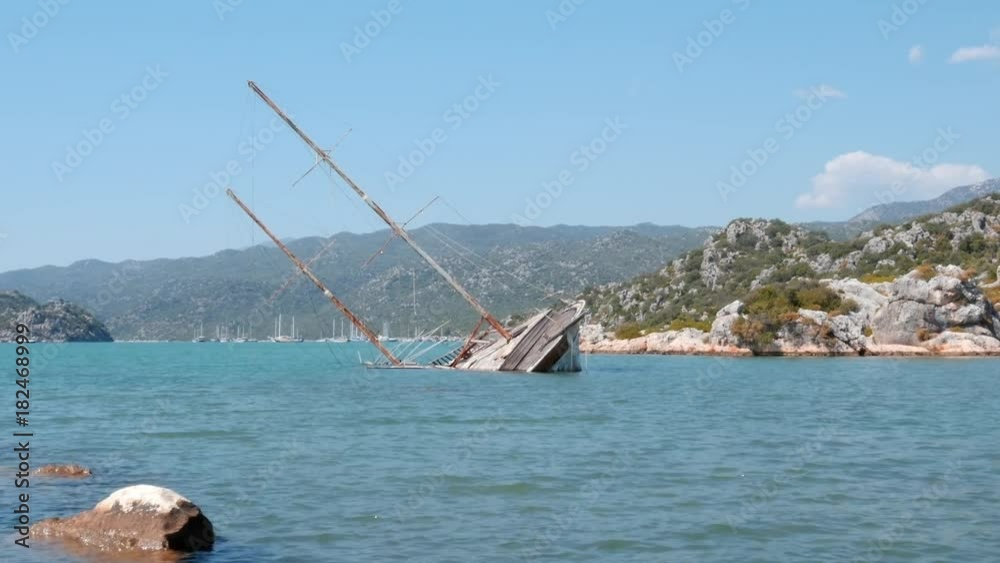 Sunken ship in the Mediterranean sea Sunken ship in the Mediterranean sea
