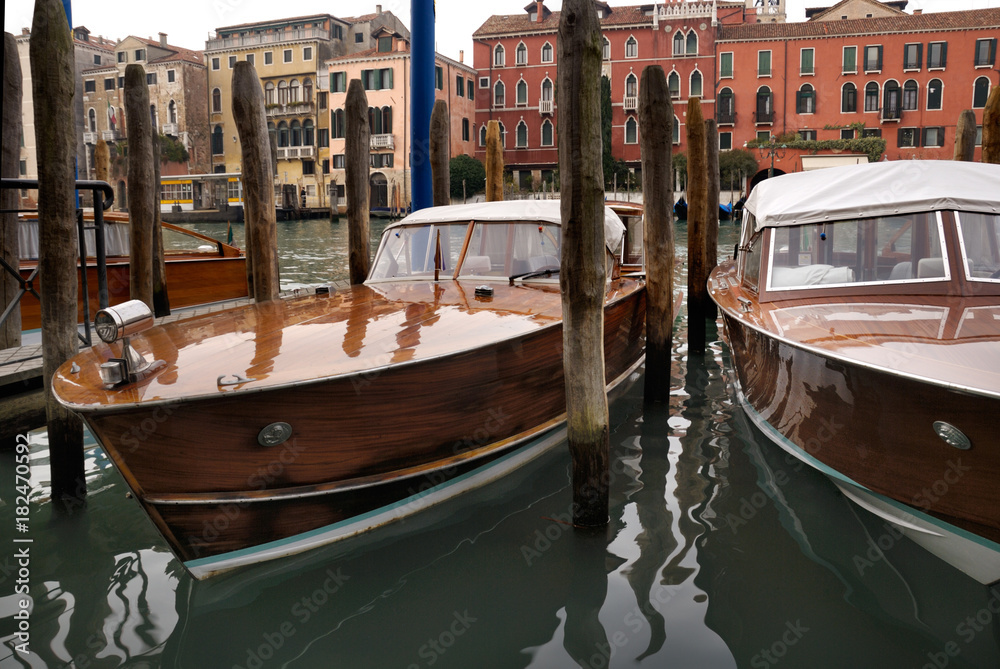  Speed boats dandling in Venice