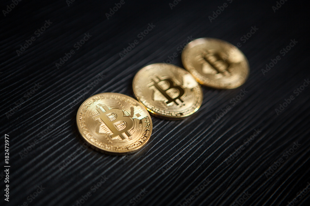 Cryptocurrency - Bitcoin on black background