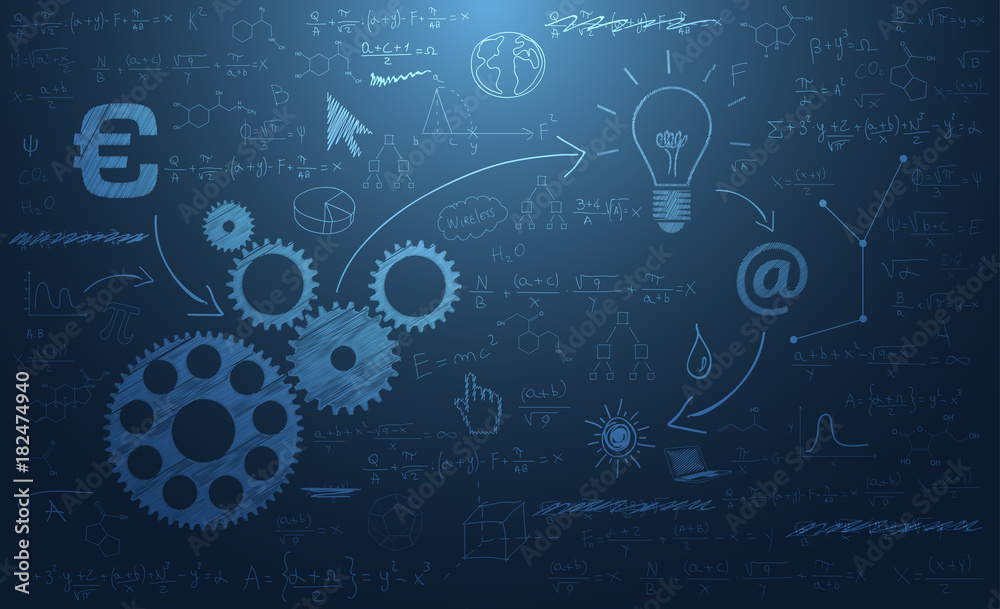 Obraz premium lavagna, formule, icone, sfondo