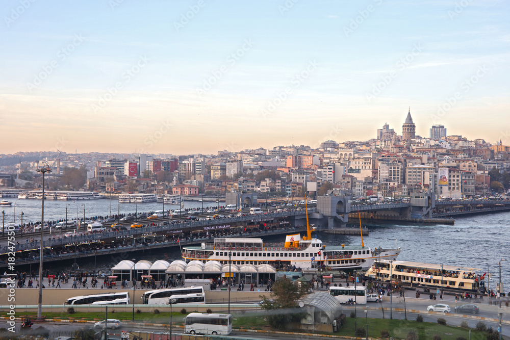 Galata Bridge, Istanbul view, Turkey