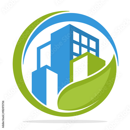 Icon logo with green city management concept