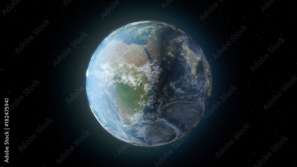 The rotation of earth from space 3d illustration