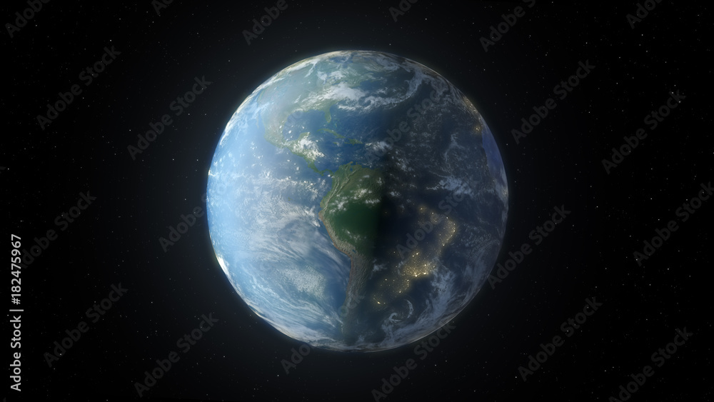 The rotation of earth from space 3d illustration The rotation of earth from space 3d illustration