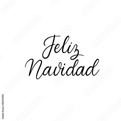 Merry Christmas in spanish. Feliz Navidad. Hand Lettering Greeting Card. Vector Illistration. Modern Calligraphy.
