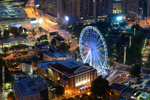 downtown cityscape of Atlanta, Georgia,  Centennial Park, August 22, 2017