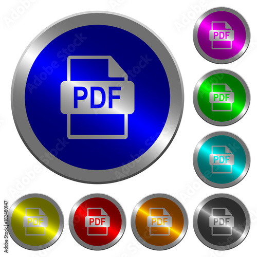 PDF file format luminous coin-like round color buttons