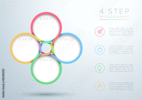 Infographic Colourful 4 Step Interweaving Circle Diagram