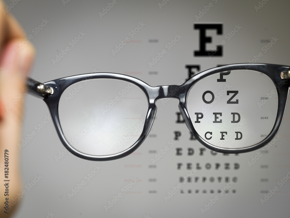 eye doctor glasses test - obrazy, fototapety, plakaty 