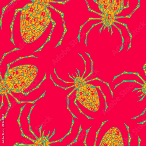 Vector spiders seamless pattern