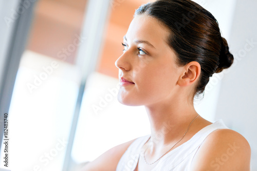 Free Download Beautiful woman portrait indoors - GFXLoad